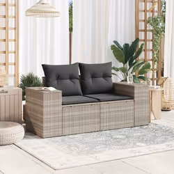 vidaXL Divano da Giardino con Cuscini 2 Posti Grigio Chiaro Polyrattan - Vista aggiuntiva 3