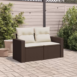 Divano da Giardino a 2 Posti con Cuscini in Polyrattan Marronecod mxl 87735 - Vista aggiuntiva 3