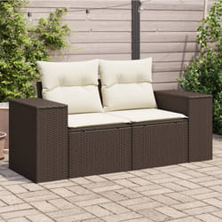 vidaXL Divano da Giardino a 2 Posti con Cuscini in Polyrattan Marrone