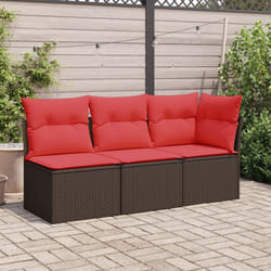 Divano da giardino senza braccioli con cuscini marrone in polyrattan - Vidaxl