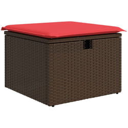 Sgabello Giardino con Cuscino Marrone 55x55x37 cm in Polyrattan Vidaxl 963186