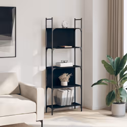 Libreria a 5 Ripiani Nera 60,5x24x166,5 cm in Legno Multistratocod mxl 86007 - Vista aggiuntiva 3