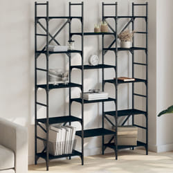 Libreria Nera 127,5x28,5x172,5 cm in Legno Multistratocod mxl 86006