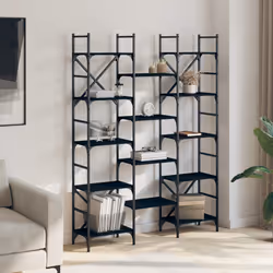 Libreria Nera 127,5x28,5x172,5 cm in Legno Multistratocod mxl 86006 - Vista aggiuntiva 3