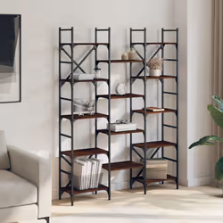 vidaXL Libreria Rovere Marrone 127,5x28,5x172,5cm in Legno Multistrato - Vista aggiuntiva 3