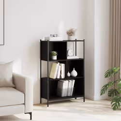 Libreria Nera 72x28x109 cm in Legno Multistratocod mxl 109921 - Vista aggiuntiva 3