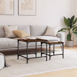 Tavolini Impilabili 2 pz Rovere Fumo in Legno Multistratocod mxl 133661 - Vista aggiuntiva 3