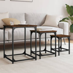 Tavolini Impilabili 3 pz Rovere Marrone in Legno Multistrato vidaXL16715