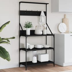 Scaffale da Cucina con Ganci 4 Ripiani Nero Legno Multistrato Vidaxl 28020