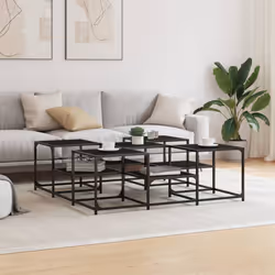 Tavolino da Salotto Nero 121x121x40 cm in Legno Multistratocod mxl 134211 - Vista aggiuntiva 3