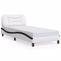vidaXL Giroletto con Testiera Bianco e Nero 80x200 cm in Similpelle - Vista aggiuntiva 2
