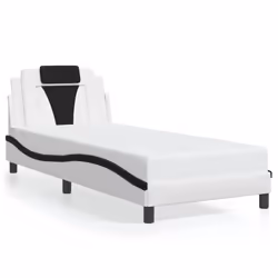 Giroletto con Testiera Bianco e Nero 80x200 cm in Similpellecod mxl 114888 - Vista aggiuntiva 2