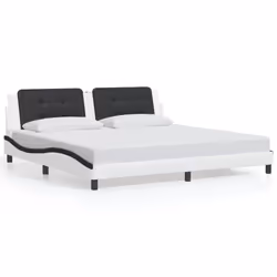 vidaXL Giroletto con Testiera Bianco e Nero 200x200 cm in Similpelle - Vista aggiuntiva 2