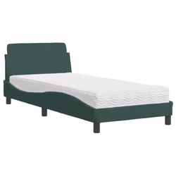 vidaXL Letto con Materasso Verde Scuro 80x200 cm in Velluto - Vista aggiuntiva 2