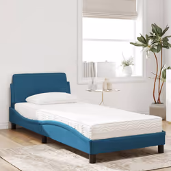 vidaXL Letto con Materasso Blu 80x200 cm in Velluto - Vista aggiuntiva 3