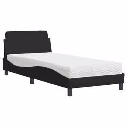 vidaXL Letto con Materasso Nero 90x190 cm in Tessuto - Vista aggiuntiva 2