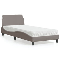 vidaXL Letto con Materasso Tortora 90x190 cm in Tessuto