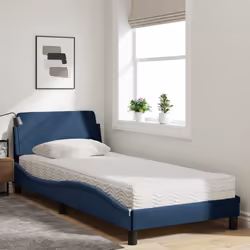 vidaXL Letto con Materasso Blu 90x190 cm in Tessuto - Vista aggiuntiva 3