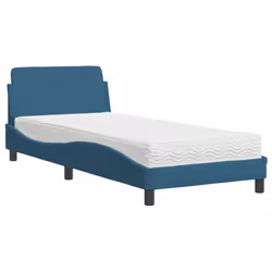 vidaXL Letto con Materasso Blu 90x190 cm in Velluto - Vista aggiuntiva 2