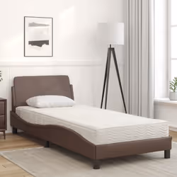 vidaXL Letto con Materasso Marrone 90x190 cm in Similpelle - Vista aggiuntiva 3