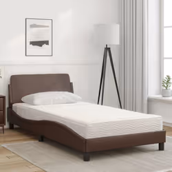 vidaXL Letto con Materasso Marrone 100x200cm in Similpelle - Vista aggiuntiva 3