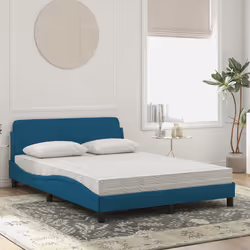 vidaXL Letto con Materasso Blu 120x200 cm in Velluto - Vista aggiuntiva 3