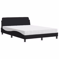 vidaXL Letto con Materasso Nero 140x190 cm in Tessuto - Vista aggiuntiva 2