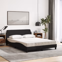vidaXL Letto con Materasso Nero 140x190 cm in Tessuto - Vista aggiuntiva 3