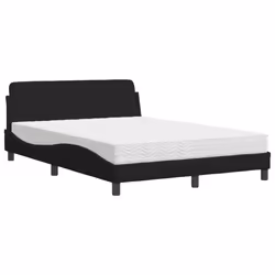 vidaXL Letto con Materasso Nero 140x200 cm in Tessuto - Vista aggiuntiva 2