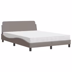 vidaXL Letto con Materasso Tortora 140x200 cm in Tessuto - Vista aggiuntiva 2