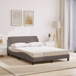 vidaXL Letto con Materasso Tortora 140x200 cm in Tessuto - Vista aggiuntiva 3