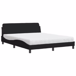 vidaXL Letto con Materasso Nero 160x200 cm in Tessuto - Vista aggiuntiva 2