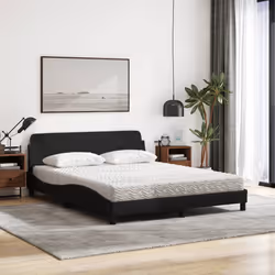 vidaXL Letto con Materasso Nero 160x200 cm in Tessuto - Vista aggiuntiva 3