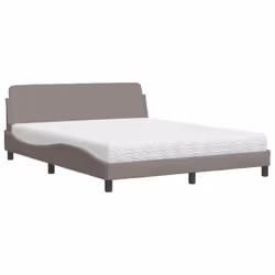 vidaXL Letto con Materasso Tortora 160x200 cm in Tessuto - Vista aggiuntiva 2