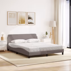vidaXL Letto con Materasso Tortora 160x200 cm in Tessuto - Vista aggiuntiva 3