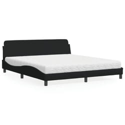 vidaXL Letto con Materasso Nero 180x200 cm in Tessuto