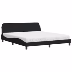 vidaXL Letto con Materasso Nero 180x200 cm in Tessuto - Vista aggiuntiva 2