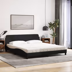 vidaXL Letto con Materasso Nero 180x200 cm in Tessuto - Vista aggiuntiva 3