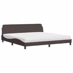 vidaXL Letto con Materasso Marrone Scuro 200x200 cm in Tessuto - Vista aggiuntiva 2