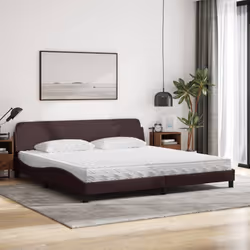 vidaXL Letto con Materasso Marrone Scuro 200x200 cm in Tessuto - Vista aggiuntiva 3