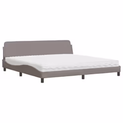 vidaXL Letto con Materasso Tortora 200x200 cm in Tessuto - Vista aggiuntiva 2