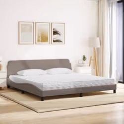 vidaXL Letto con Materasso Tortora 200x200 cm in Tessuto - Vista aggiuntiva 3