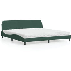 Vidaxl - Letto con Materasso Verde Scuro 200x200 cm Velluto