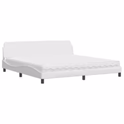 vidaXL Letto con Materasso Bianco 200x200cm in Similpelle - Vista aggiuntiva 2