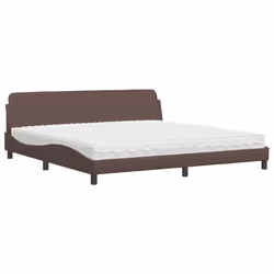 vidaXL Letto con Materasso Marrone 200x200cm in Similpelle - Vista aggiuntiva 2
