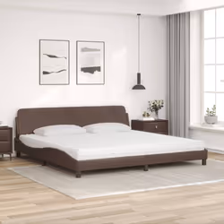 vidaXL Letto con Materasso Marrone 200x200cm in Similpelle - Vista aggiuntiva 3