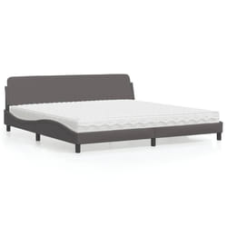 vidaXL Letto con Materasso Grigio 200x200 cm in Similpelle