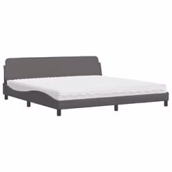 vidaXL Letto con Materasso Grigio 200x200 cm in Similpelle - Vista aggiuntiva 2