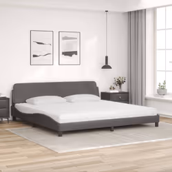 vidaXL Letto con Materasso Grigio 200x200 cm in Similpelle - Vista aggiuntiva 3