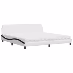 vidaXL Letto con Materasso Bianco e Nero 200x200cm in Similpelle - Vista aggiuntiva 2